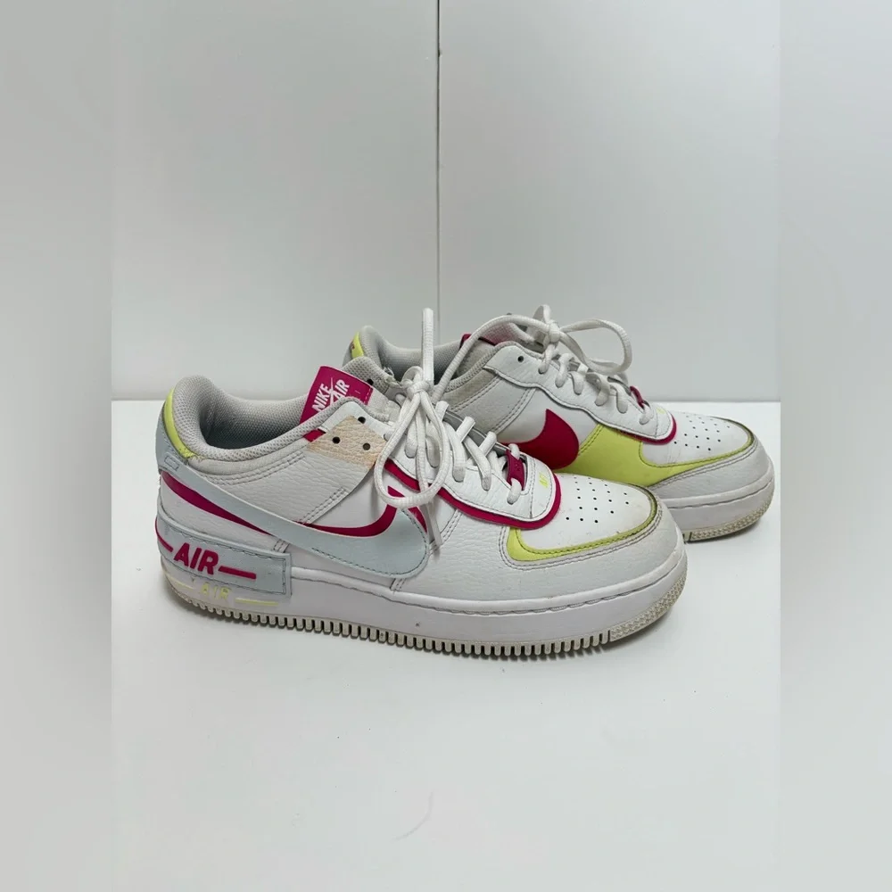 Nike Air Force 1 Shadow White Blue Tint Fireberry Leather FQ8885-100